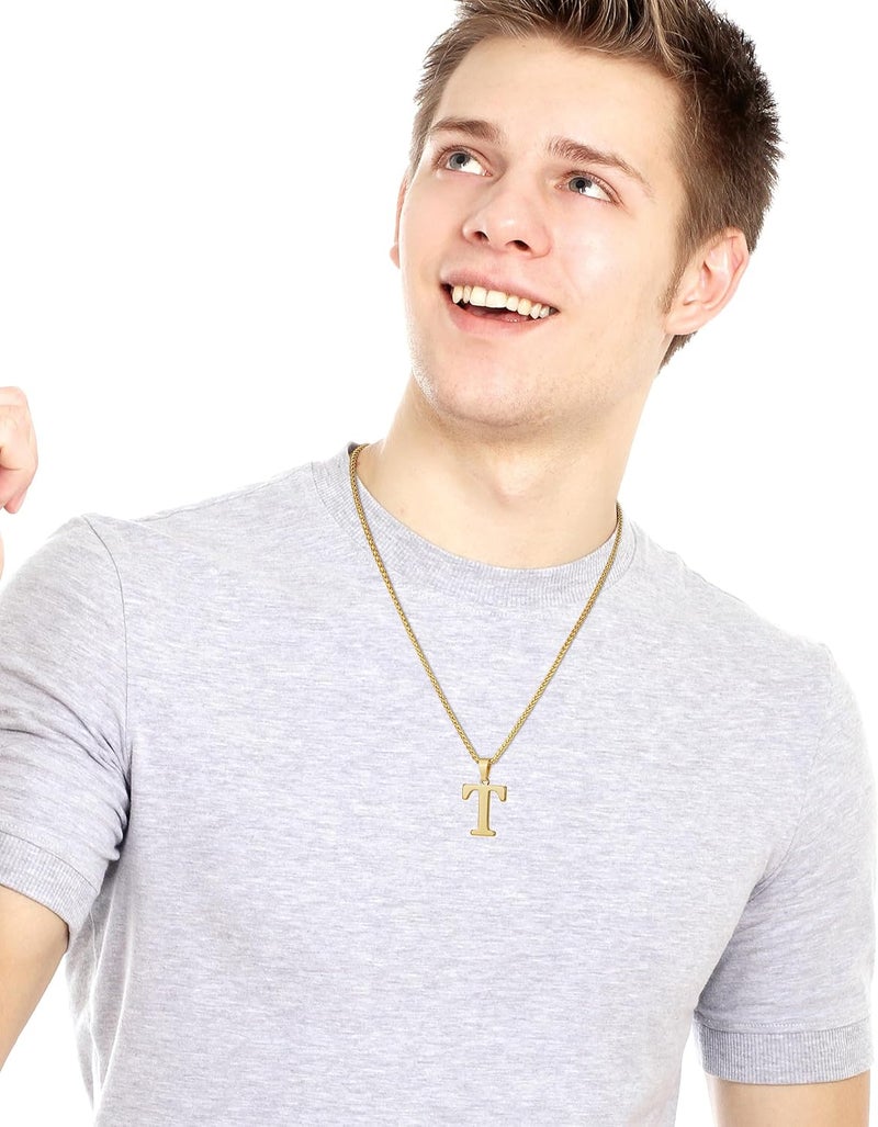 Suweibuke Initial Necklace for Men Women Boys Girls, 18K Gold Plated 26 Letters Pendant Necklace, Personalized Jewelry Gifts - Image 5